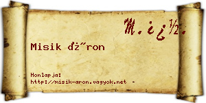 Misik Áron névjegykártya